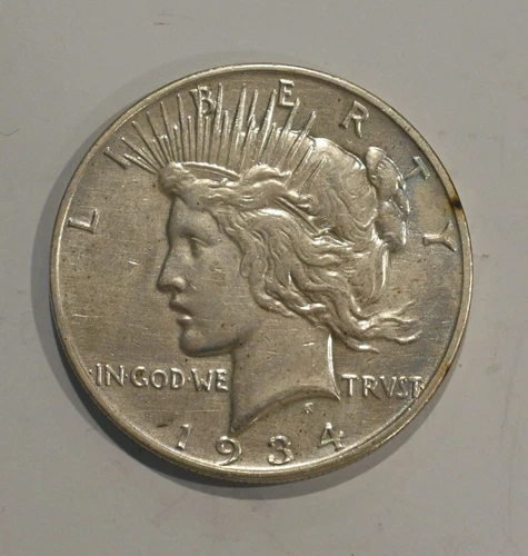 1934  D  Peace  Silver Dollar - circulated - Nice AU -   free shipping