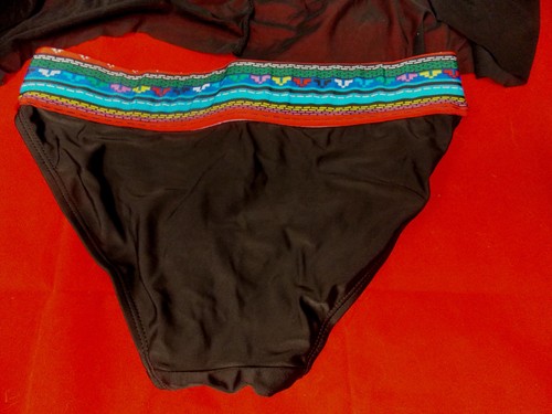 M FASHION SWIMWEAR 2-PIECE w/ ATTACHED SHEAR COVER DRAPED OPEN SIDES, C CUP NWT - Picture 5 of 11