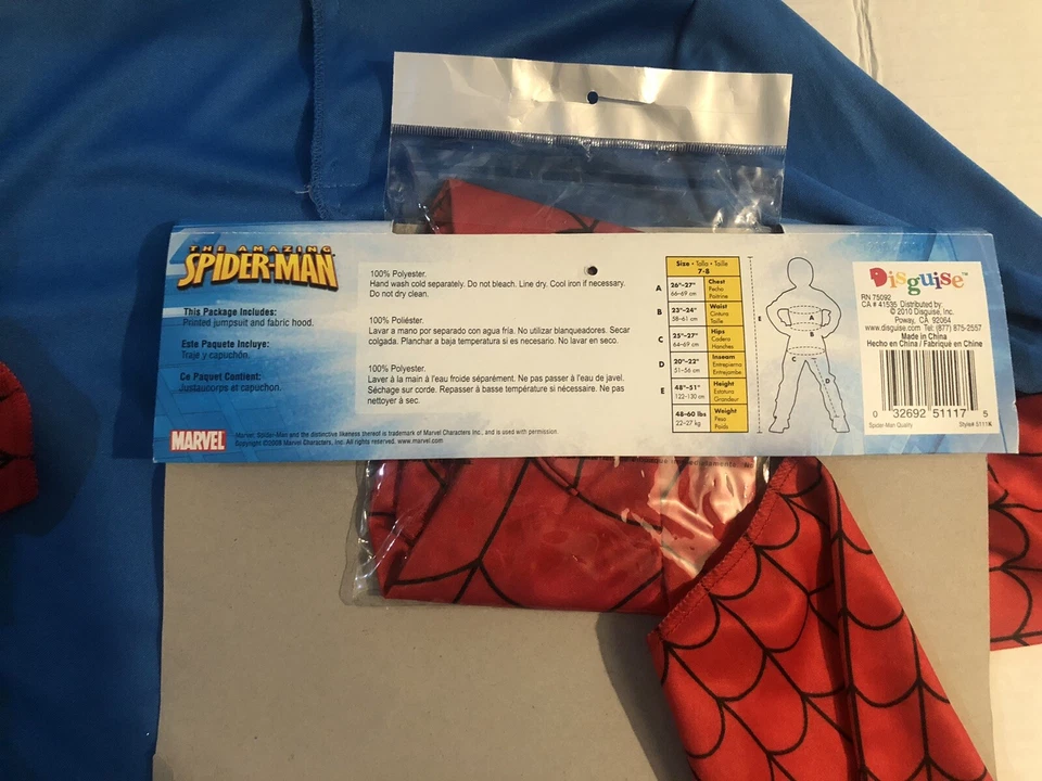 Disfraz Spiderman Superhéroe Halloween Talla 7/8 Alto Niños OC Foto 4 de 4