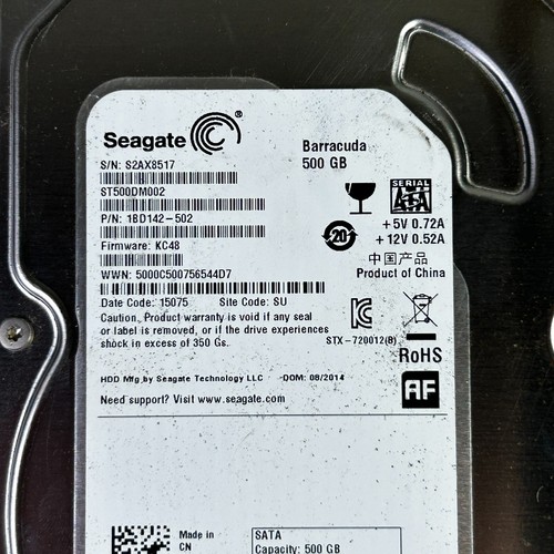 Seagate 500GB Barracuda ST500DM002 3.5" 7200RPM SATA Hard Drive 1BD142-502 9CF26 - Picture 2 of 5