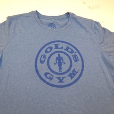 VINTAGE GOLD'S GYM BODYBUILDING WEIGHTLIFTING TEE T SHIRT Womens L Blue