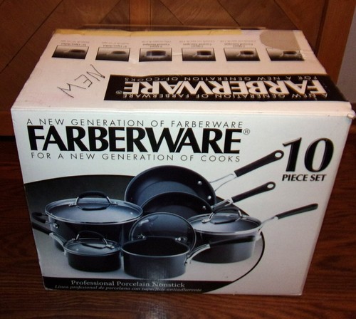 Farberware Professional Porcelain Nonstick 10-Piece Cookware Set - New Open Box - Afbeelding 2 van 5
