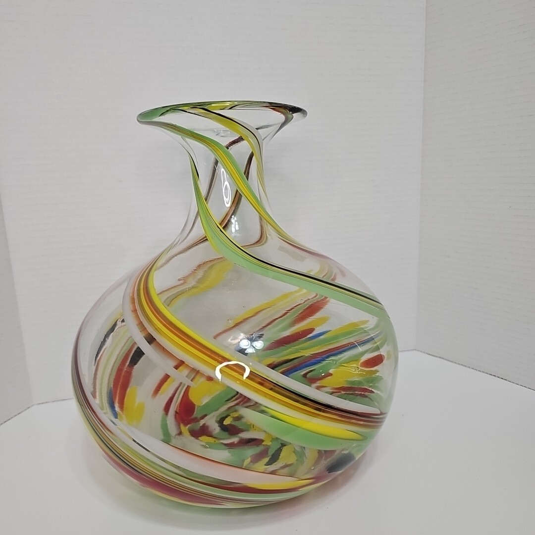 【carda】Acrylic Stripe Retro Hologram Object Vase L Vintage Art Glass Mid-Century Modern 11