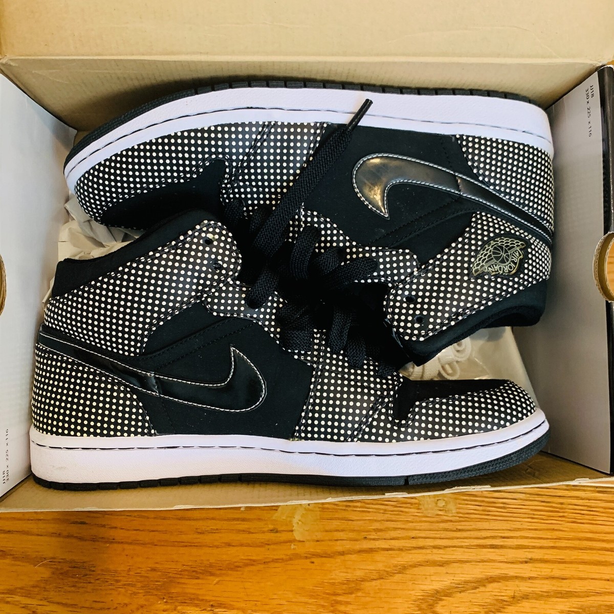 Nike Jordan 1 Retro Polka Dot Black White 136065-011 Size