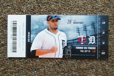 DETROIT TIGERS VS MINNESOTA TWINS 9/15/2016 FULL TICKET ~ J.D. MARTINEZ
