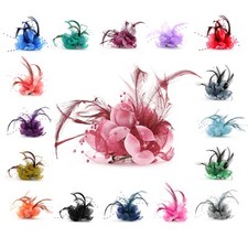 Haarblumen mit Feder Fascinator Ansteckblume Brosche Haarclip Haarschmuck 20LF