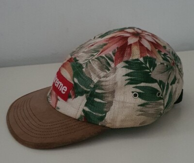 希少Supreme 12SS Floral Suede Camp Cap SS12 Supreme Floral Suede Camp Cap hat vintage white flowers