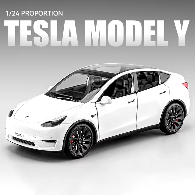 Tesla Model Y SUV Alloy Car Model-Metal Vehicle Collectible Toy Lights & Sound-image