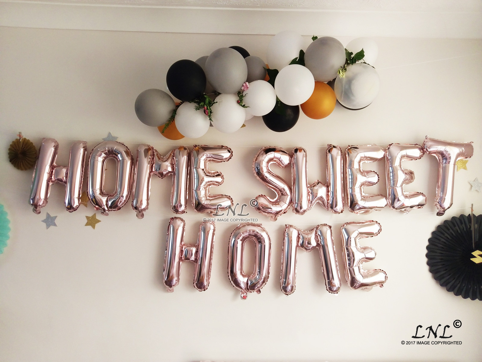 Rose Gold Balloons Letters Silver Birthday Party Banner Custom