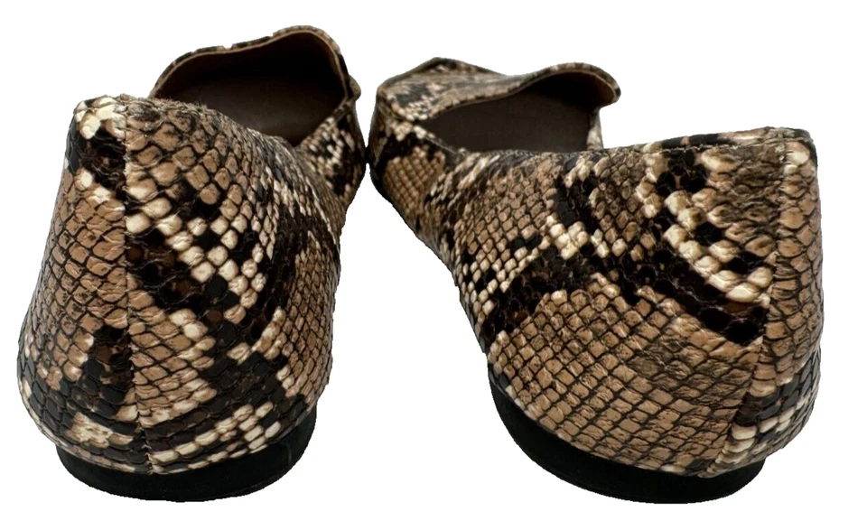 Zapatos planos Madden Girl para mujer Henie sin cordones cómodos con estampado de serpiente negros/marrones talla: 7 73D Foto 4 de 4