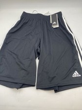 NEW Adidas Size S Black/Wht Boys Prectice Short 10 Inseam Elastic String Waist