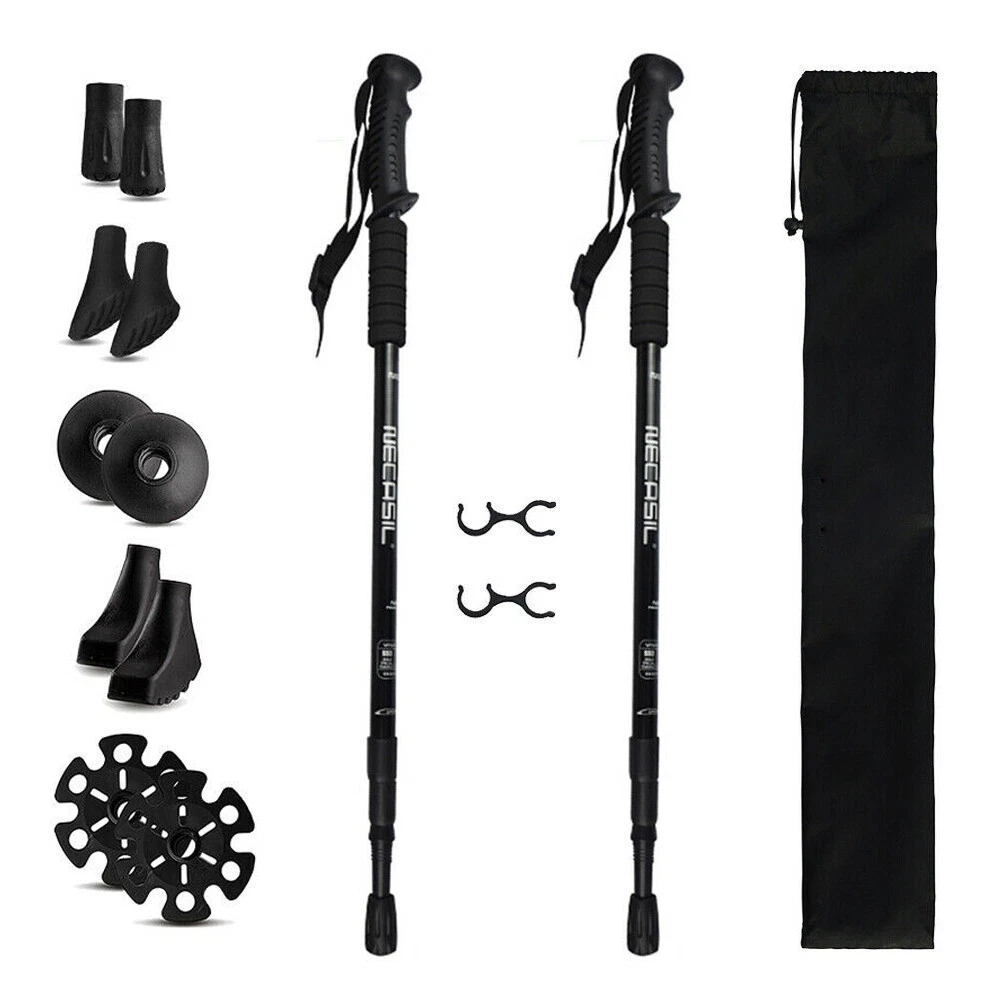 2X Trekking Poles Nordic Walking Sticks Adjustable Anti shock Hiking Alpenstock