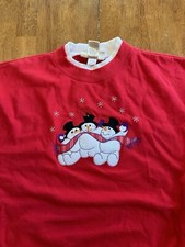 M C Sportswear Christmas Crewneck Sweatshirt Large Snowman Vintage Y2K Granny