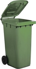 Pattumiera per Immondizia Bidone Carrello 240 Lt con Ruote e Manico Verde