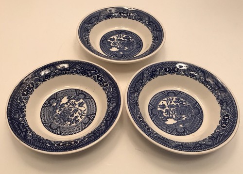 3 Blue Willow Ware Berry Fruit Bowls 6" Vintage Fine China - Picture 3 of 7