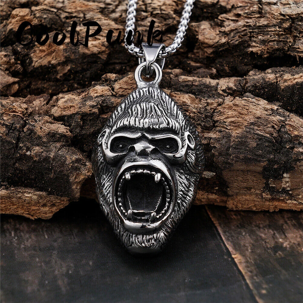 Ape Viking Gothic Rock Punk Hip hop Men Stainless Steel Pendant
