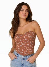 ALTAR'D STATE WOMEN S FLORAL CORSET STRAPLESS BUSTIER CROP BOHO NWT