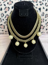 Golden Stella Gold Tone Mesh Bib Necklace Fau...