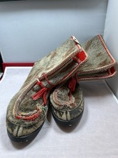 Vintage Norwegian Reindeer Fur Ski Boots   Laplander Sami Style