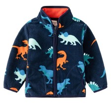 Toddler Boys Fleece Jacket Spring Fall Lightweight Coat Printed Full Zipper O...