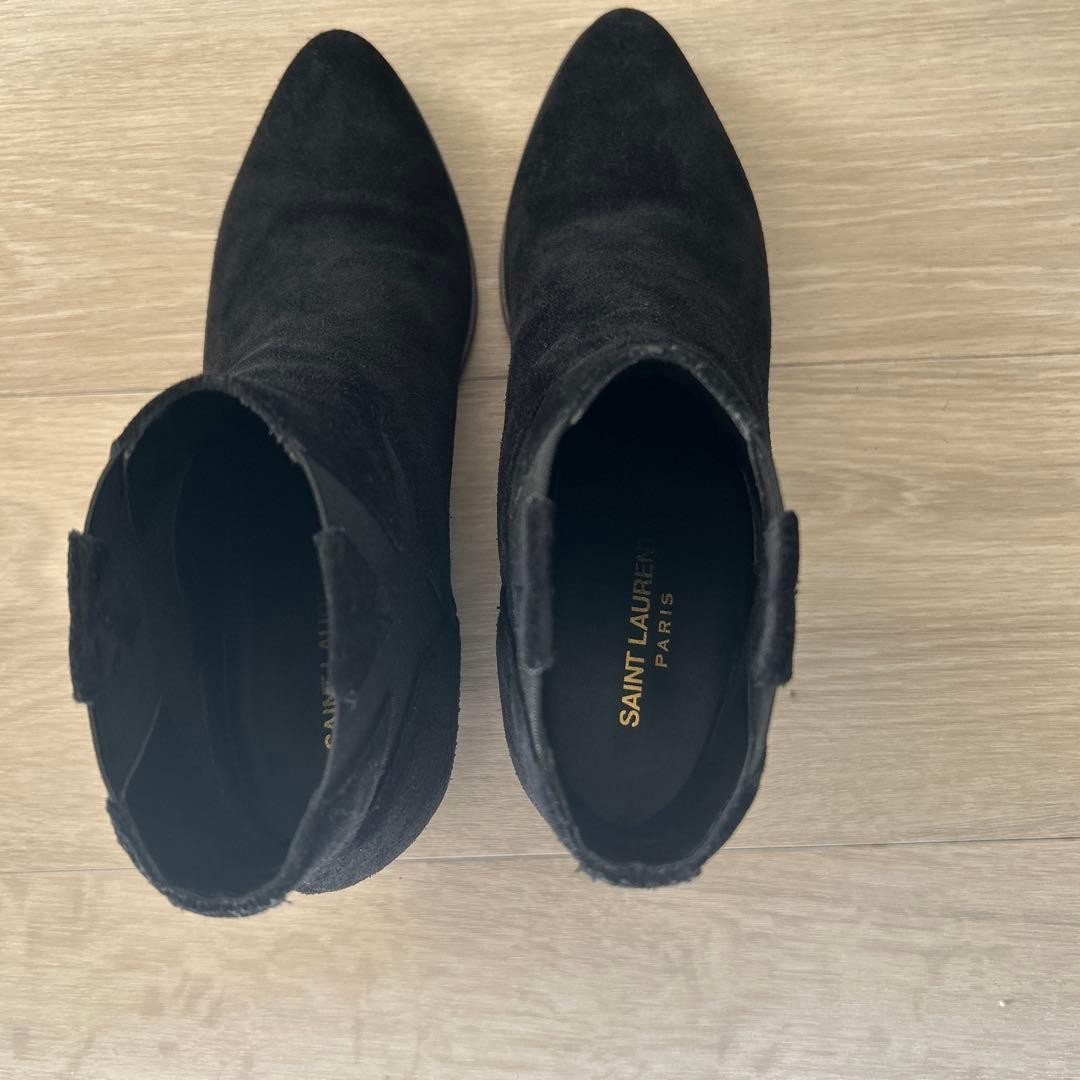 Saint Laurent Paris Short Boots Shoes EU 37 US 7 Suede Black Authentic thumbnail 5