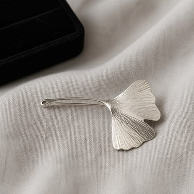 Silber Brosche Designer  Weimar Handarbeit Blatt 