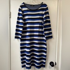 Nine West Blue Sheath Dress with 3/4 Sleeves Knee-Length for Casual Work Sz XL