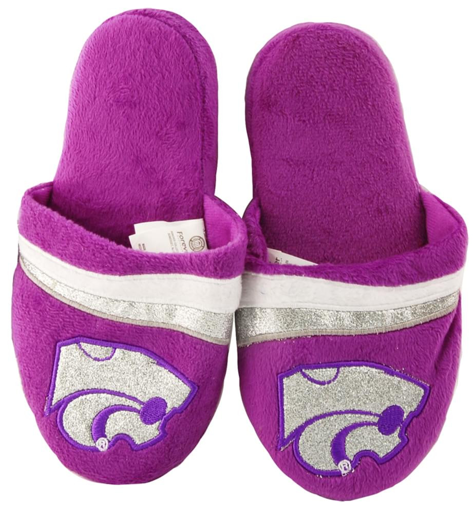 Kansas State Wildcats Glitter Stripe Slide Slippers for Adults