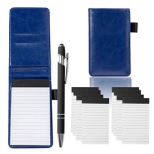 10 Pieces Small Notepad Holder Set Pocket Notebook 3 x 5 Inch with Pen blue S...