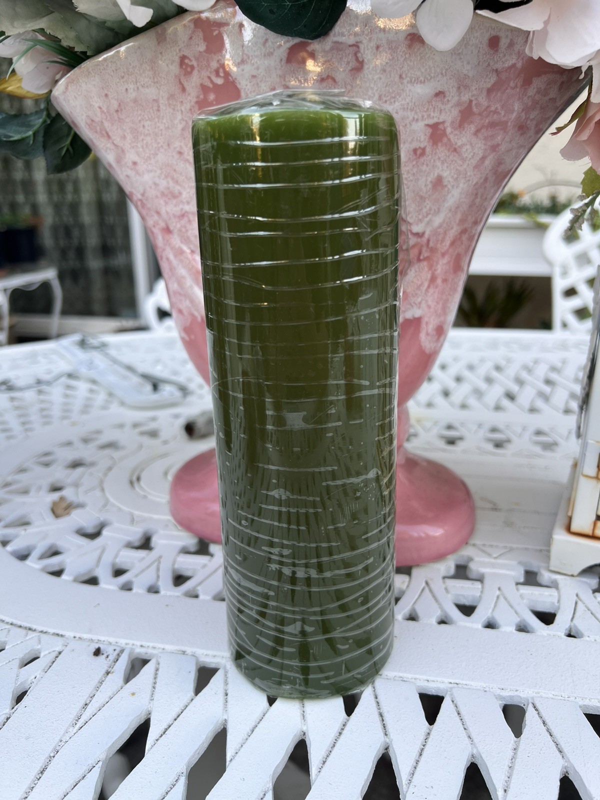 Unscented Pillar Candle 3 x 9-Inches Dark Olive Vintage 2009