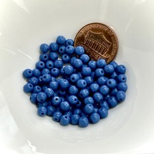 Czech Pressed Druk Round Smooth Glass Beads 4mm Solid Blue 100 pieces CL1070