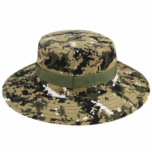 Hiking Brim Mens Hunting Sun Military Hats Fishing Wide Camo Bucket Boonie Cap - Picture 22 of 25