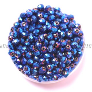100Pcs Metallic Blue AB2X Czech Crystal Faceted Rondelle Spacer Beads 6MM