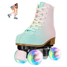 Patines para Niñas Edades 6-12 - Cuero PU, ABEC 7, Ruedas 85A, Intermitente