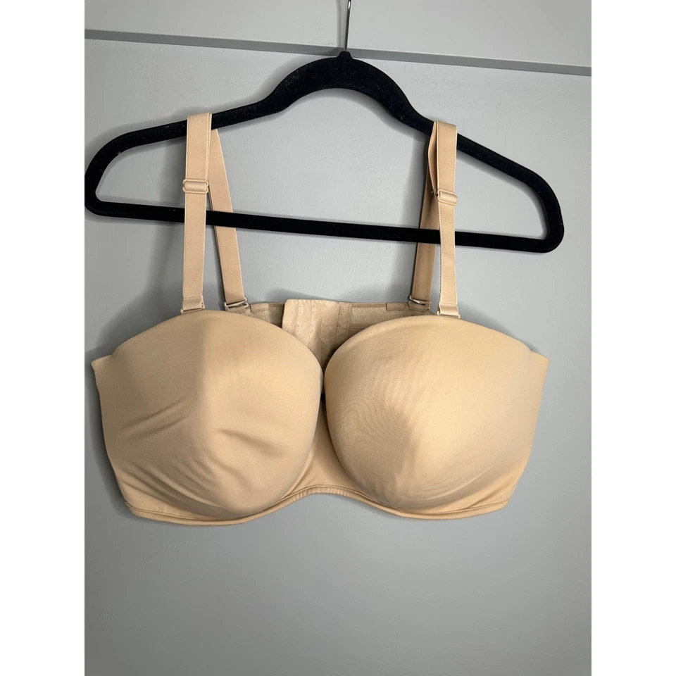 Cacique Smoothing Strapless Bra Beige 44DDD Full Coverage Adjustable - Image 2 of 4