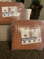 2-Pack Waffle Knit Bath Mat 17" X 60" RUST Super Absorbent Rugs NEW