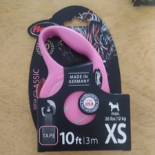 Flexi New Classic Retractable Tape Dog Leash X-Small 10Foot Pink 26lbs New