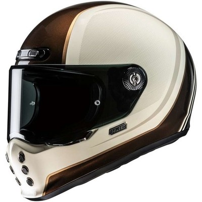 VINTAGE FULL FACE MOTORCYCLE HELMET FIBER HJC V10 HODU MC9 WHITE BEIGE BROWN GOLD SIZE S