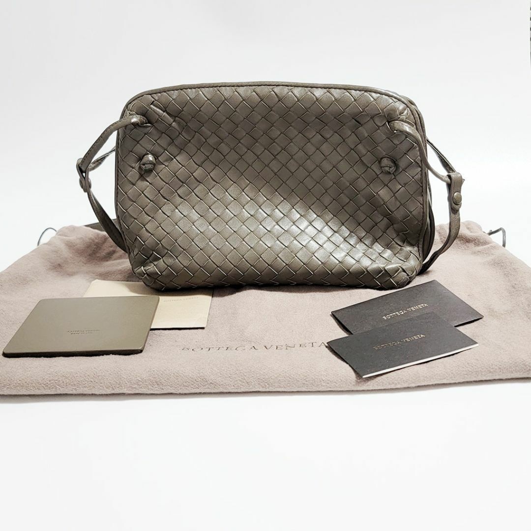 ショルダーバッグ Bottega Veneta Dark Brown Leather Medium And Bottega Veneta Intrecciato Shoulder Bag Dark Brown Leather