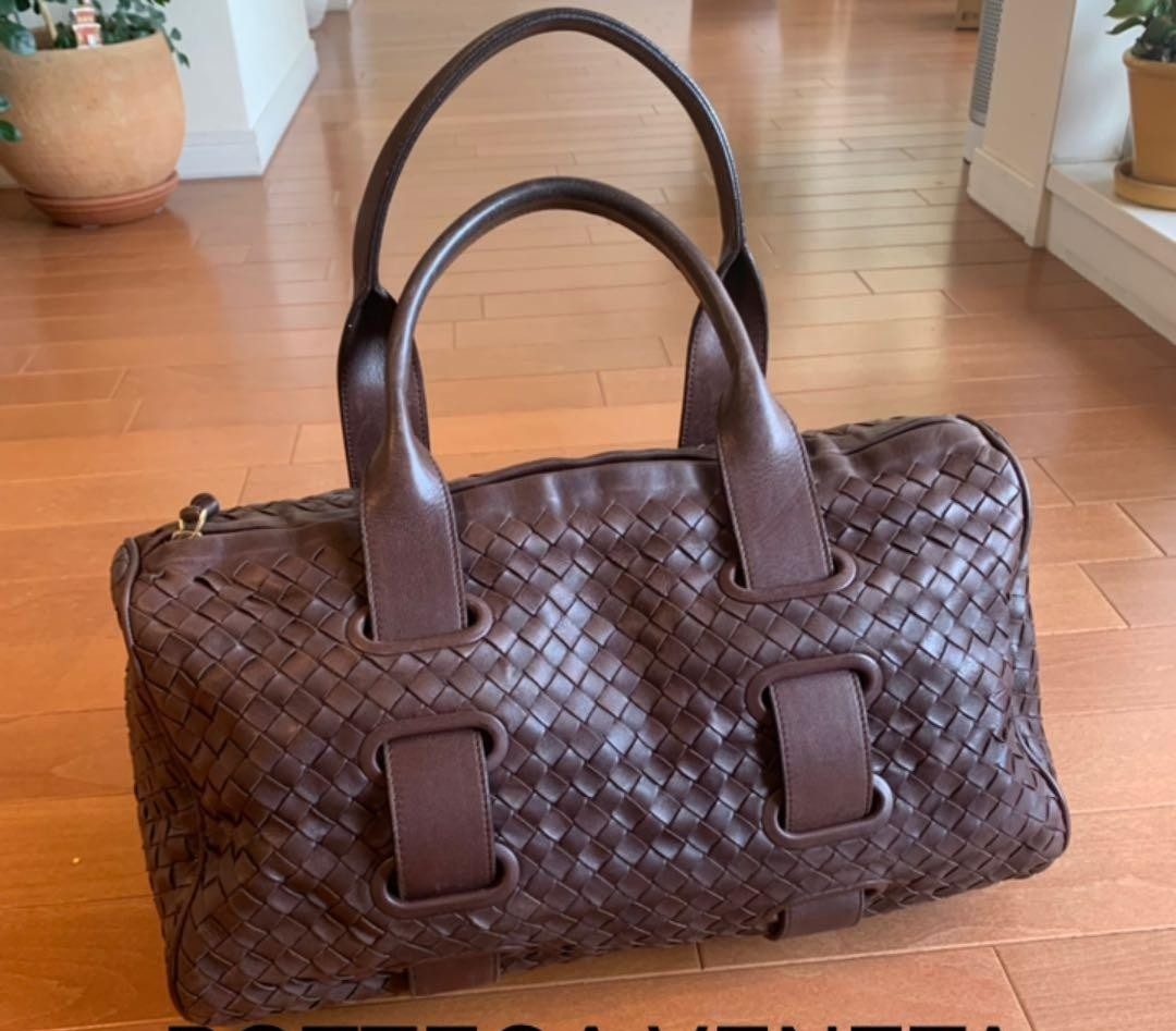 バッグ Bottega Veneta Intrecciato Boston Bag Bottega Veneta Intrecciato Leather BOSTON BAG Brown Handbag