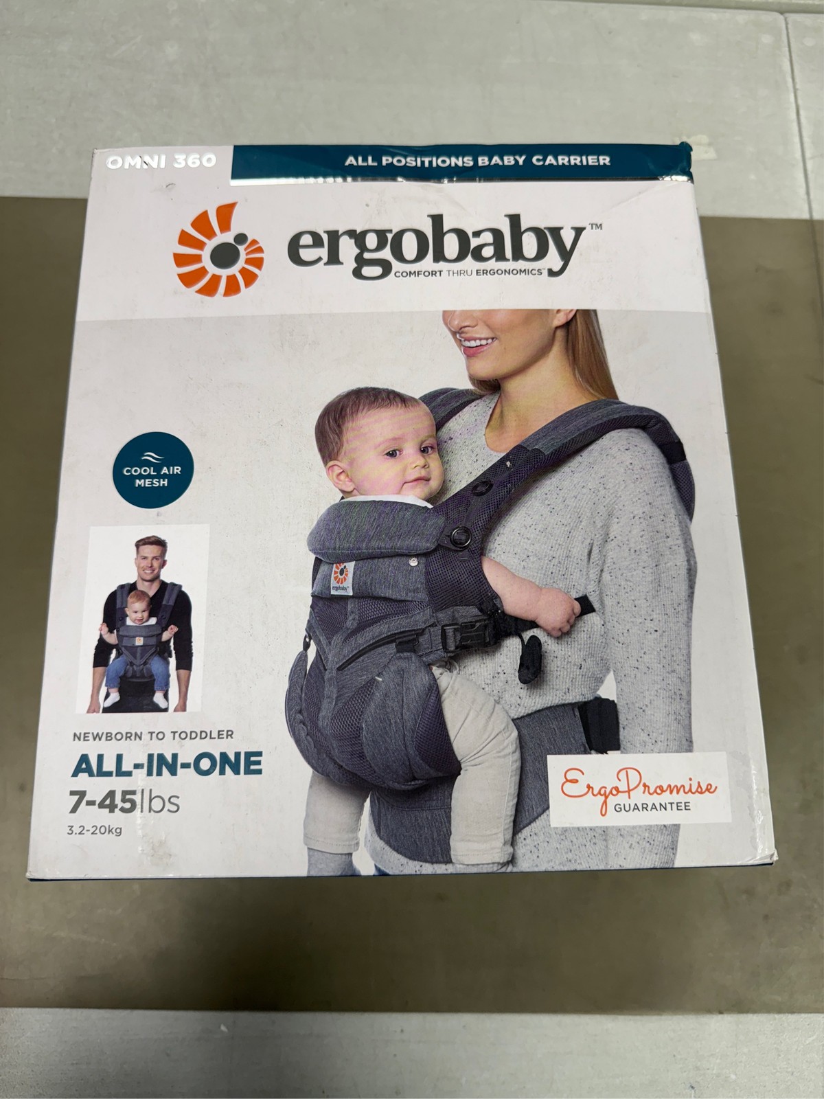 Ergobaby Omni 360 Cool Air Mesh All Carry Positions Baby Carrier - Charcoal Blac