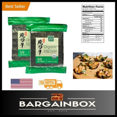 Delicious Organic Roasted Seaweed Nori - 50 Sheets x 2 Packs - Rich in Nutrients