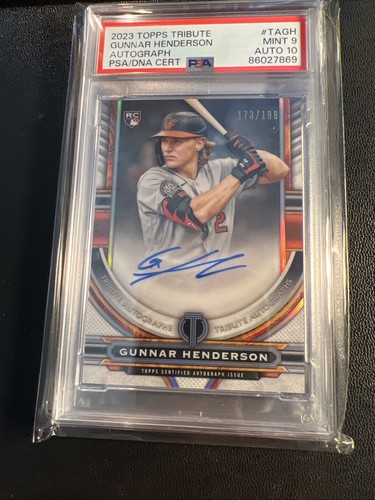 2023 Topps Tribute Gunnar Henderson RC Auto #TAGH PSA 9 MINT Auto 10 /199 ROY