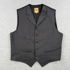 Vintage Wah Maker Vest Mens Large Black Gray Frontier Western Cowboy Made In USA