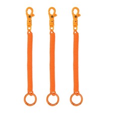 Retractable Coil Keychain W Plastic Double Lobster Clasp, 7", Orange 3 Pcs
