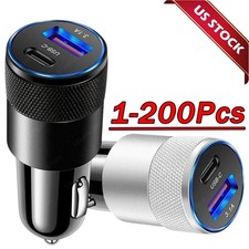 Dual USB PD Type-C Car Charger 30W Fast Adapter For iPhone 14 13 11 Pro Max Lot