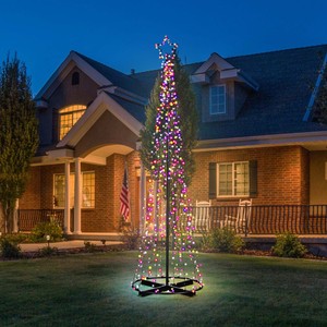 AplusChoice 9 Ft Solar Christmas Cone Tree Light 8 Modes Outdoor Decoration RGBY