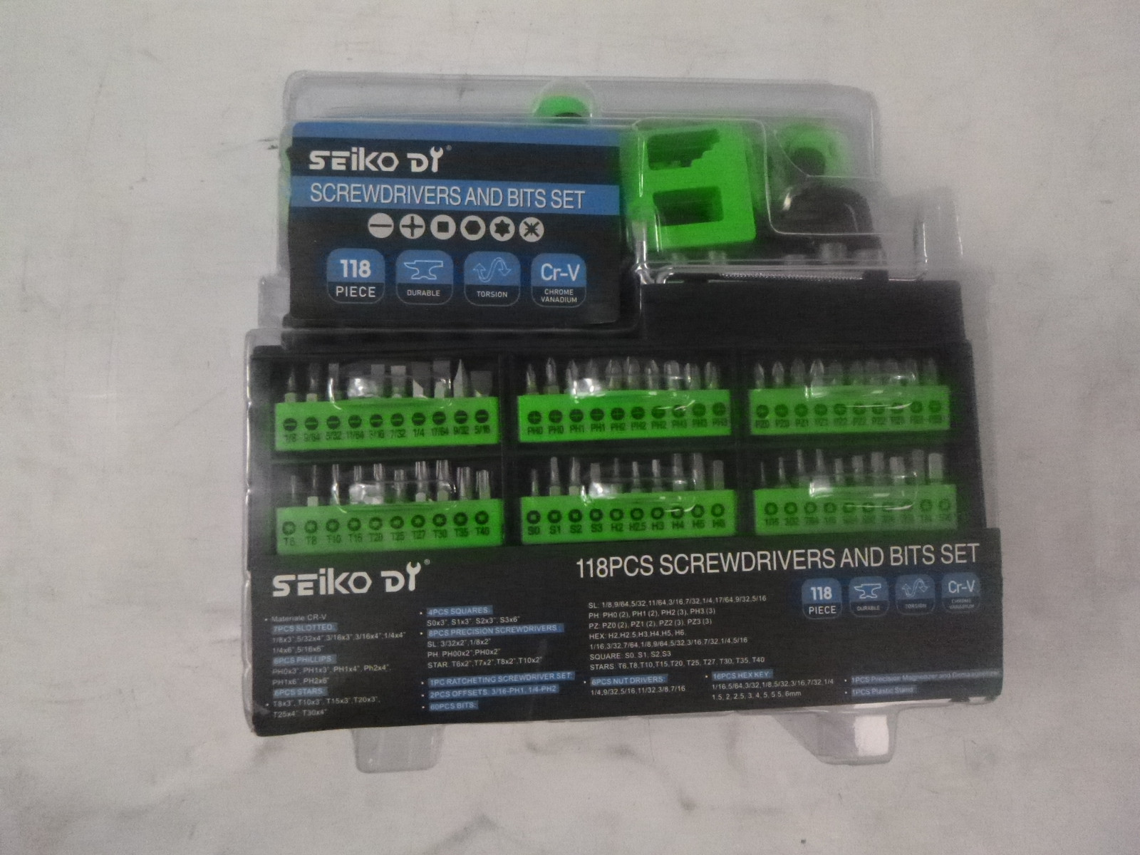 SEIKO D118PCS Precision Magnetic Screwdriver Set & Bits With