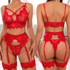Set di lingerie SEXY in pizzo da donna. 3 pezzi, set di giarrettiere, babydoll.
