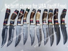 LOT OF 25 HANDMADE DAMASCUS STEEL SKINNER KNIFE STAGANTLER (USA tariff Free)